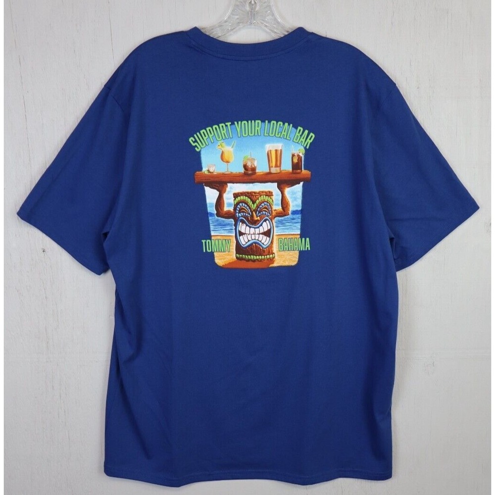 Mens Tommy Bahama T Shirt Size M New Support Your Local Tiki Bar Blue